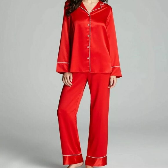 Natori Private Luxuries Red Satin Pajamas - Picture 1 of 4